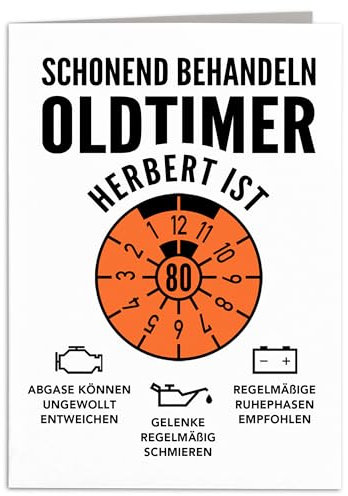 Geburtstagskarte 80. Geburtstag Oldtimer personalisiert lustige Grußkarte Karte Geburtstag Klappkarte Faltkarte mit Umschlag 10,5 x 14,8 cm