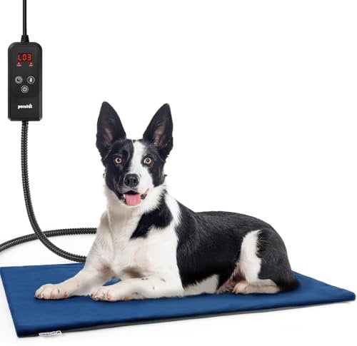 pecute Haustier Heizkissen, Katzen & Hund Heizmatte Innen, Hunde Heizkissen Sicher, 6 Stufen Temperatur & Timing Einstellbar Elektrisch Haustier Heizdecke für Hunde Katzen(XL, 90x60cm)