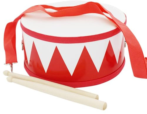 Kleine Trommel für Kinder, Schlaginstrument Mit 2 Trommelstöcken und Verstellbarem Gurt für Neujahr, Weihnachten, Halloween, Geburtstagsgeschenk (Red)