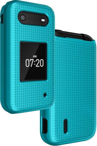 Nakedcellphone Case for Nokia 2760 2780 Flip Phone, Slim Hard Shell Protector Cover with Grid Texture for Tracfone N139DL, TA-1398, TA-1451, TA-1420 - Teal Aqua Mint
