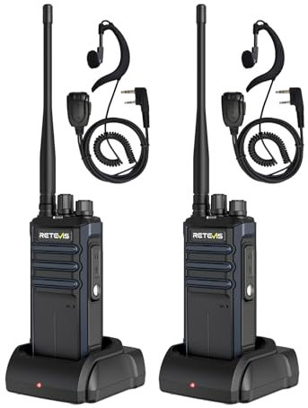 Retevis RT86A Walkie Talkies for Adult Long Range, Professional Heavy Duty 2 Way Radio with Earpiece, 2500mAh, High Power Rechargeable for Security, Catering, Hotels (Black, 2 Pcs)