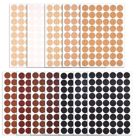648pcs Autocollants Cache-Vis, 12 Couleurs Autocollants Bois Couleurs Bois Autocollants Meubles Autocollants Cache-Vis en PVC Auto-Adhésif Cache-Vis Ronds pour Meubles Armoire Porte