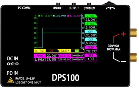 Jgzzmxuq DPS100 30V 5A Portable DC Power Supply 100W Output Digital CNC Adjustable DC Stabilized Power Supply Type-C DC Input