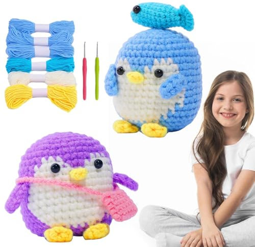 Générique Häkeln Tiere Set Pinguin Häkeln Set Anfänger Plüsch Häkelset für Erwachsene - Häkelbedarf Pinguin Häkelbedarf Pinguin Strickset für Erwachsene