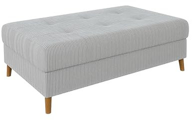 S-Style Möbel Sitzhocker Hocker Wohnzimmer Fußhocker 118 x 73 x 40 cm 2 Sitzer Sofahocker Kratzfest Massivholzfüße Braun Cord Stoff Milo Hellgrau