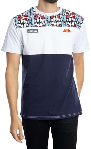 Ellesse Herren T-Shirt Mit Block-AOP-Muster, White, L