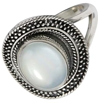 SILVERTROVE Weißer Mondstein Edelstein 925 Sterling silber Band Ring Herren und Damen Schmuck CRG1085BP9_(55 (17.5))