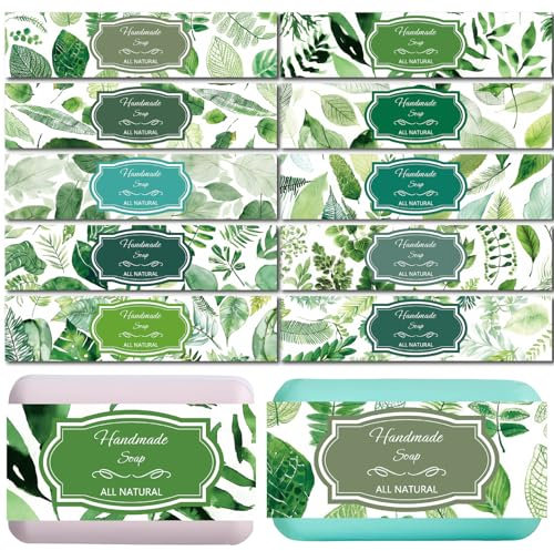 CREATCABIN 100 Stück Seifenverpackung 10 Stile Blattkunst Seifenpapier Wickelband Vertikale Seifenanhänger Hüllen Abdeckungen Bandetiketten Mit Tectorial Membran Für Handgemachte Seifenstücke 5x21cm