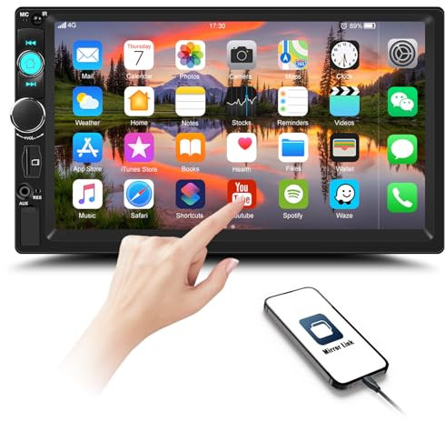 GOHHDL 2Din Bluetooth Autoradio mit 7 Zoll Auto Bildschirm, Doppel Din Touchscreen Autoradio mit Mirror Link Bluetooth FM Radio EQ USB SWC