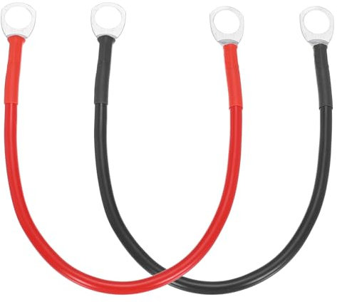 sourcing map 2PCS 8 AWG Battery Cable, 1ft Pure Copper Battery Inverter Cables with 1/2 Ring Terminals for Marine Solar Boat Car RV, Red Black