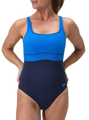 Speedo Women's Shaping ContourEclipse Swimsuit Swimming Costume Blue Size 42 Approx UK 18