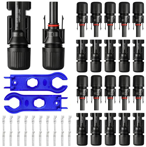 10 Paar Solarstecker Set inkl. 2 Werkzeuge – Solarpanel Stecker Männlich/Weiblich, IP67 wasserdicht, PV Solarstecker kompatibel mit 4–6 mm² Solarkabel, Stecker für Solaranlage