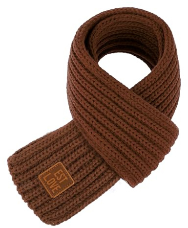 Abeillo Warm Kids Winter Knit Scarves Soft Knitted Neck Warmer Scarf Warm Scarves Wrap for Boys Girls (Brown)