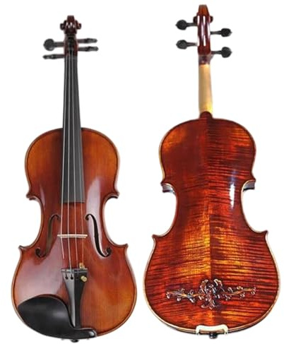 Violine 4/4 Geige Aus Ahorn Handgeschnitzt Für Anfänger Und Erwachsene Inklusive Komplettem Zubehörset(4/4)