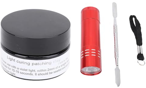 Keenso Mastic Photopolymérisable 50 G d'argile à Durcissement Rapide, Résine Renforcée de Fibres, Remplissage de Réparation à Prise Rapide pour Impressions 3D, Ongles Artisanaux avec Spatule et