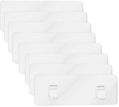 FJDRSIG 8 Pcs Shower Caddy Adhesive Replacement Hooks - Heavy Duty Transparent Wall Stickers - Waterproof No-Drilling Double Claw Hooks for Bathroom Shelves, Kitchen Baskets & Soap Dishes