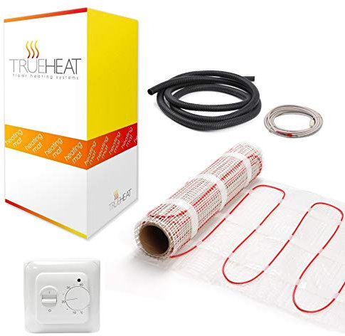 Electric Underfloor Heating Mat Kit for Tile or Stone Floors 200W/m2 - Choice of Size & Thermostat