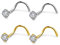 PiercingJ 2PCS Anneau Boucle de Nez Septum Zircon Cristal Arcade Courbe Crochet Spiral Acier Inoxydable Bijoux de Corps