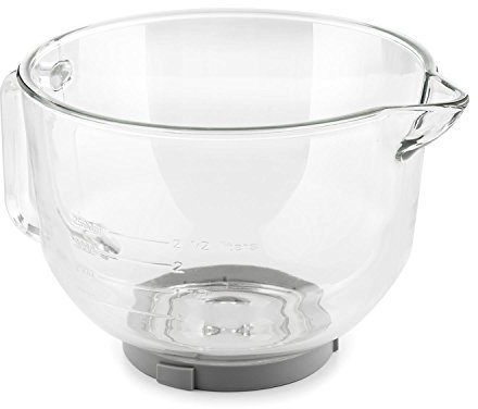 Klarstein Bella Glass Bowl - Glasschüssel, Rührschüssel, Zubehör für Bella 2G Küchenmaschinen, 2.5 Liter, bruchresistent, eingeprägte Skalen in Litern und Millilitern, 24 x 17 x 30 cm (BxHxT)