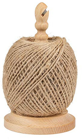 La Cordeline JN10CU Ball of Jute Yarn 200 g Diameter 2 mm on Wooden Dispenser Beech with Cutter, Natural