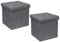 Bonlife Grey Ottoman with Storage Linen Foot Stool Foldable Reat Seat Toy Chest Folding Storage Boxes Fabric with Lid Pack of 2 (32X32X32cm)
