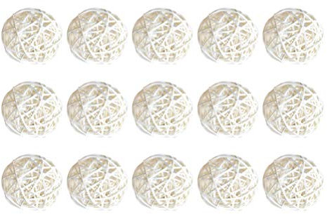 EXCEART 15pcs Rattan Wicker Balls DIY Vase Bowl Filler Ornaments Aroma Dffuser Balls for Wedding Home Hanging Decoration Table Confetti 5cm (White)