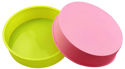 SUNSK Moule à Gâteau en Silicone Rond Moule à Pâtisserie 8 Pouces Moule de Cuisson Anti-adhésifs Moule en Silicone pour Gâteaux Pain Tarte 2 pièces