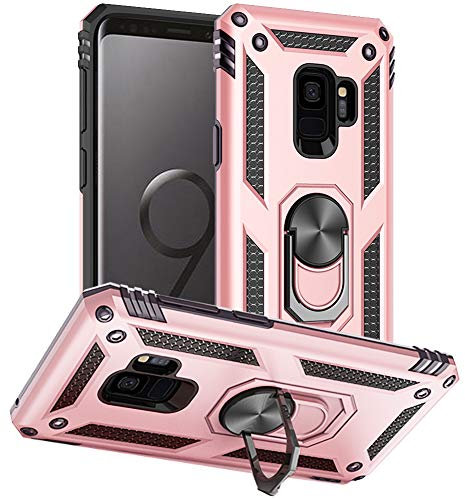 Yiakeng Hülle für Samsung Galaxy S9, Samsung S9 Hülle, Stoßfest Schutzhülle Mit Ring Standfunktion Case Cover für Samsung Galaxy S9 (Roségold)