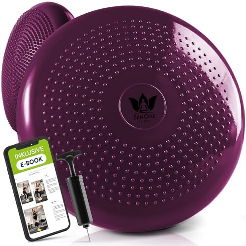 ZenOne Sports® Balance Kissen I Ballkissen für Koordinations- & Rückentraining I orthopädisches Sitzkissen I Luftkissen für Fitnesstraining inkl. Pumpe & Workout-Guide I Balancekissen