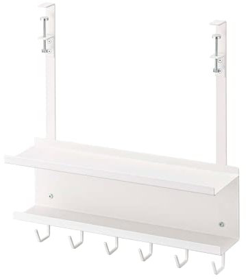 Yamazaki 5461 SMART Untertisch-Organizer für Kabel und Router, weiß, Stahl, minimalistisch, 40 x 11.5 x 43 cm