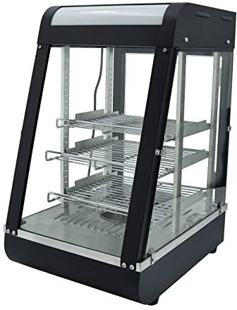 Hot Food Display Cabinet Warmer, 3-Tier Commercial Food Warmer, 1000W Temperature range 0-85 °C, hardened glass