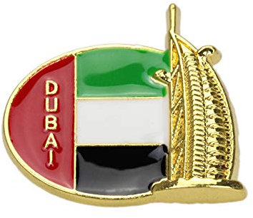 Danlai Dubai Patriotic Flag Pin Set - Schwarz, Klassische Emaille, 16 Stück, Unisex Accessoire