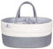 KiddyCare - Vielseitiger Wickelkorb und Windel-Organizer aus 100% Baumwolle und Gewebtem Seil, 3 Herausnehmbare Fächer, Ideal für Unterwegs, Babyshower Geschenk [Grau, Plus Größe]