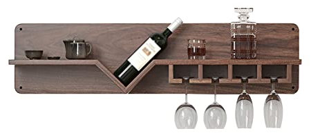 Weinregal Aus Holz Für Die Wand, 100cm Stemware Racks, Weinglashalter, Weinglas & Wein Flaschenregal, Weinschrank Hängeregal, Für Hausbar Küche Bar Restaurant ( Color : Solid wood , Size : 100cm )