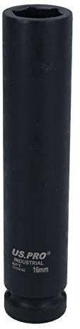 Douille à choc métrique extra profonde de 16 mm - Entraînement 1/2 - 6 côtés