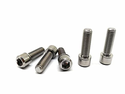 RISON-Titanium 5 Stück Titan Fahrrad Vorbau Schrauben M6x20mm, Fahrradschaftschrauben mit Unterlegsscheiben, Fahrrad Stamm Bolzen, Innensechskantschrauben für Mountainbike, Rennrad, Tourenrad
