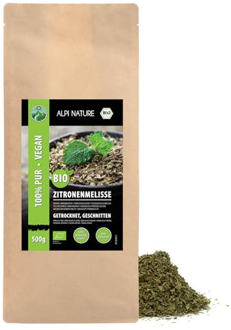 Alpi Nature Melisa Infusión Orgánica 500g, Hojas de Melisa Secas y Cortadas para Infusión, Té Suelto