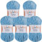 Wollidu Gina Chenille Garn zum Stricken und Häkeln 5 x 100g/120m Set 100% Polyester - Hellblau