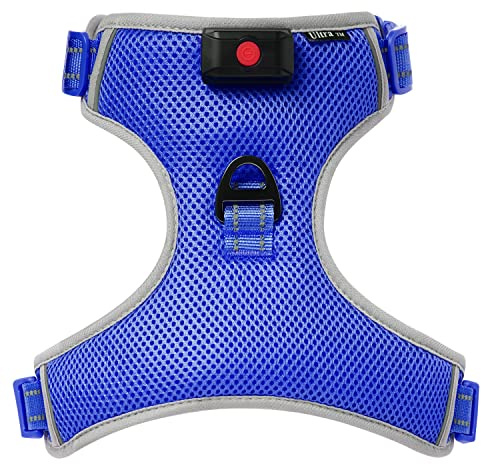 UltraByEasyPeasyStore Ultra Blue Dog Harness X Large Size USB Rechargeable LED Dog Harnesses Light Up Harness Anti Pull Safety Harness Light Up Bright Flashing Hi Vis Dog Vest Illuminated Dog Jacket