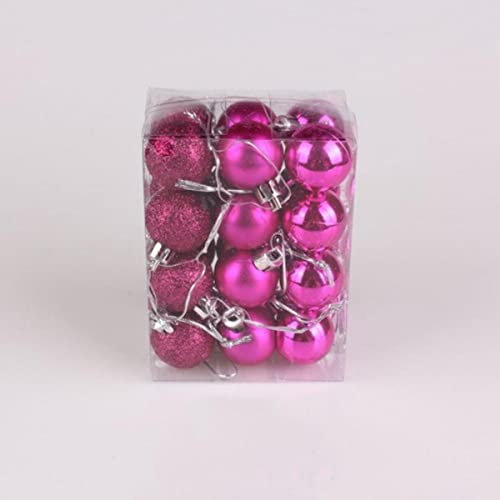 24 unids/Set 12 Colores Adornos navideños con Purpurina Bola de Adorno Fiesta hogar jardín decoración para árbol de Navidad decoración-Fucsia