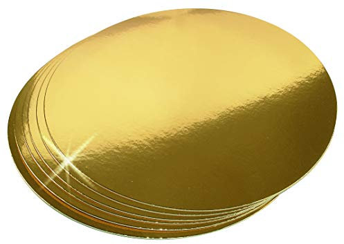 Halas Bakery ® 12er Set Kuchenunterlage Tortenunterlage Pappe Gold | Tortenplatten Kuchenplatte | Cake Box Board Cakeboard | Goldkarton Kuchenscheibe (28 cm)