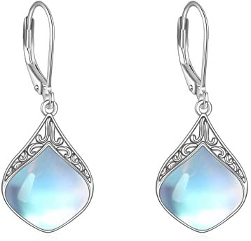 Mondstein Ohrringe Sterling Silber Filigran Irisch Keltisch Teardrop Mondstein Tropfen Ohrringe Schmuck Geschenke für Damen