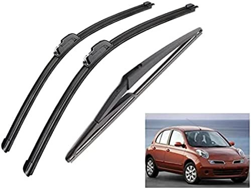 Scheibenwischerblätter vorne hinten Wischerblätter J-Haken für Nissan Micra K12 2002-2005 Wischerblatt-Set