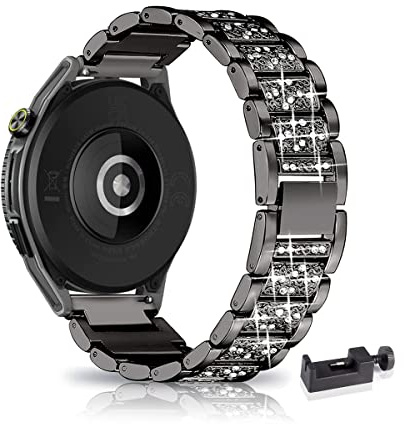 SABSEN 22MM Metall Armband für Huawei Watch GT2 Pro/GT2e, Frauen Strass Glitzer Verstellbare Edelstahl Ersatzbänder, Kompatibel mit Huawei Watch GT2 Pro/GT2e (C), Silber, 22 mm