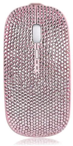 Bling Kabellose Maus für Mädchen, rosa Strass bedeckte Computermaus mit USB-Empfänger, funkelnde, niedliche flache Mäuse für Laptop, PC, Notebook, MacBook Geschenke