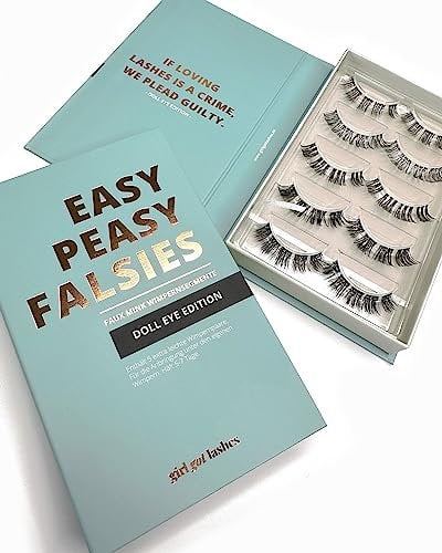 GirlGotLashes Große Boxen Doll Eye Edition Handgemachte Wimpernextensions Wimpernverlängerung für Zuhause 5 Wimpern-Paare Halt von 5-7 Tagen Vegan