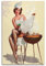 Vintage-Poster PinUp Girl Barbecue Magnet Vinyl Magnetblatt Poster Wandkunstdruck Retro Ästhetische Raumdekoration Malerei Leinwand Poster für Zuhause und Büro Dekorationen 60 x 90 cm ungerahmt