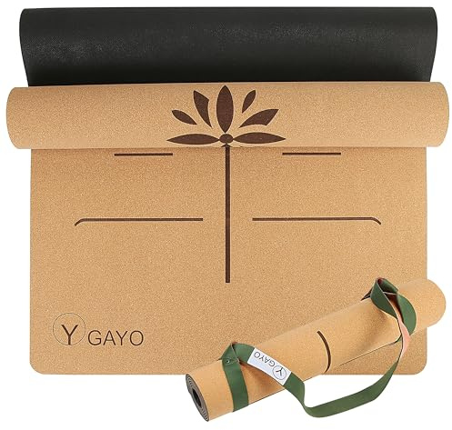 Gayo Yoga-Kork-Matte, aus hochwertigem, umweltfreundlichem Kork, rutschfeste Yogamatte für verbesserte Balance und Unterstützung bei Yoga- und Pilates-Praxis