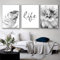 DLKAJFK Moderne Wandmalerei Plakat Set, Natürliche Landschaft Strand, Schilfblätter, Weiße Rosen, Leinwanddruck, Hintergrund Wanddekoration Plakat Set, Rahmenlos (Graue Blätter,3Pcs-30x40cm)