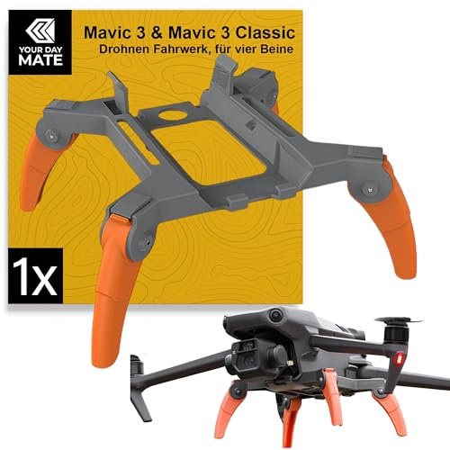 Drohnen Fahrwerk, 1 Set, Grau-Orange, kompatibel mit DJI Mavic und Classic, Landebeine schützen Gimbal und Unterboden, Unterbau für sanftes Landen, Fahrwerksbeine Landung Gestell, Drone Landegestell